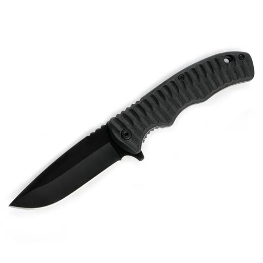 MSK093 - All-Black Ribbed Folding Knife Folding Knife The MST Default Title