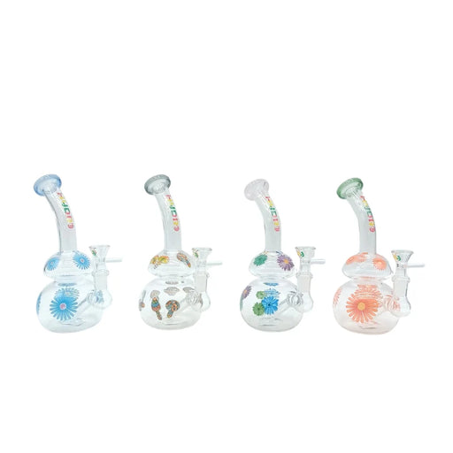 HYDRO | 8" Clear Glass Mini Rig with Printed Design (MST201) Glass Bong The MST