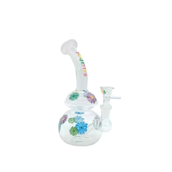 HYDRO | 8" Clear Glass Mini Rig with Printed Design (MST201) Glass Bong The MST Pink