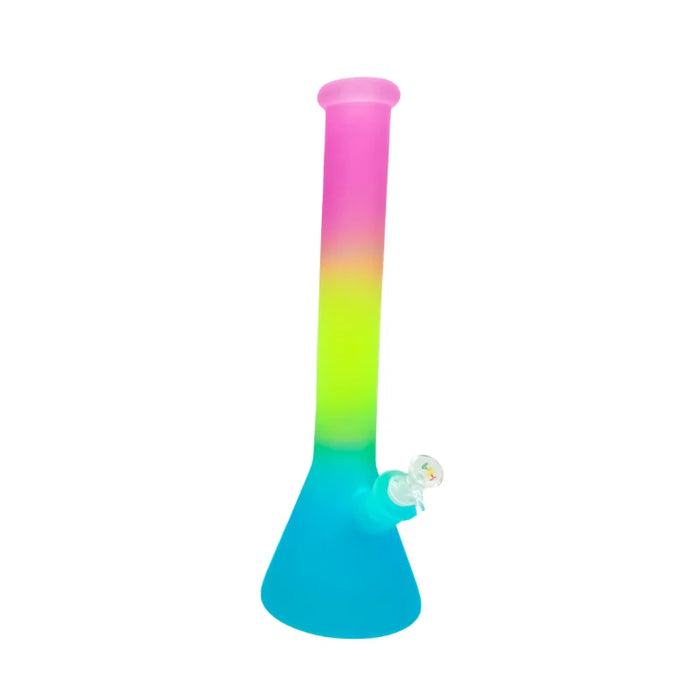 HYDRO | 16.8" Colorful Frosted Glass Bong (MST277) Glass Bong The MST Purple + Blue + Yellow