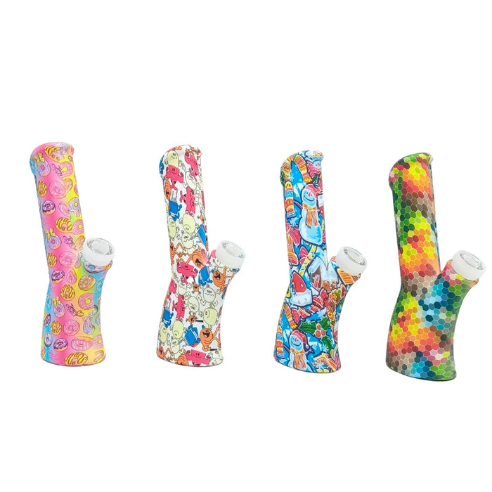 Printed Silicone Bent-Neck Straight Bong-Assorted (MST239) Resin · Silicone · Plastic Bong The MST