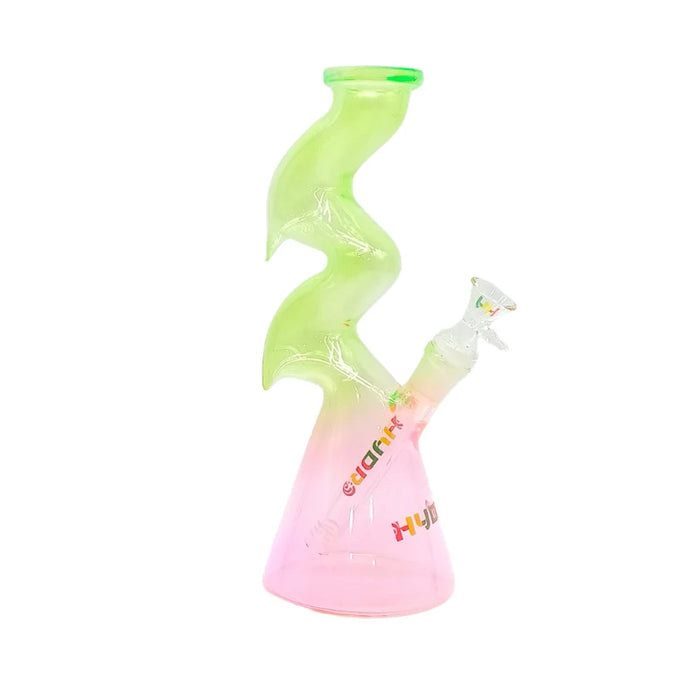 HYDRO | 10.4" Zig-Zag Beaker Glass Bong (MST224) Glass Bong The MST Green + Pink
