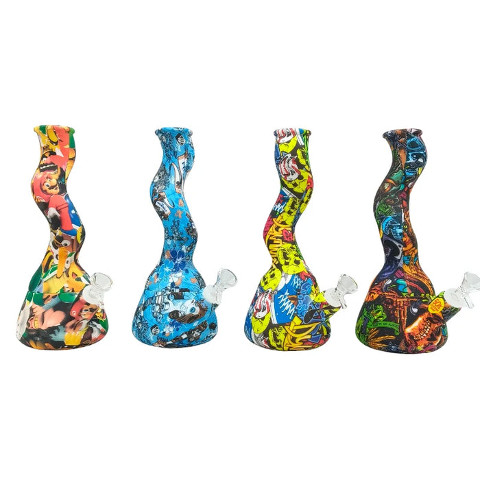 Twisted Silicone Bong with Glass Bowl-Assorted (MST243) Resin · Silicone · Plastic Bong The MST