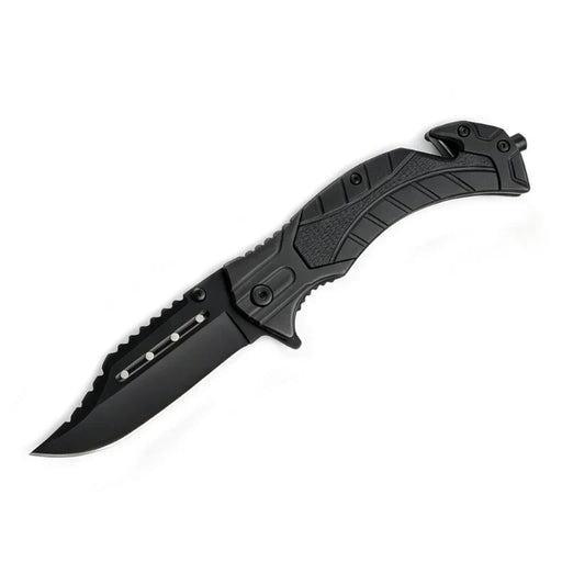 MSK080 - All-Black Serrated Rescue Folding Knife Folding Knife The MST Default Title