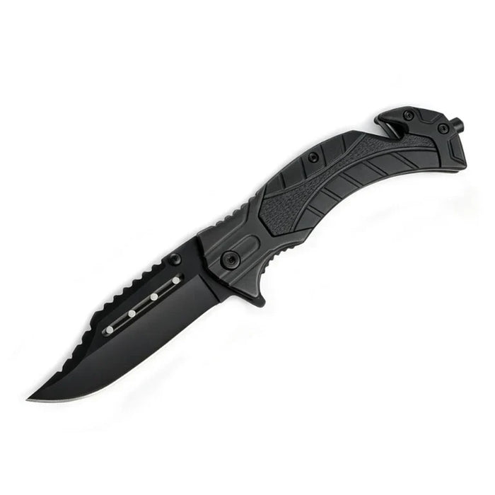 MSK080 - All-Black Serrated Rescue Folding Knife Folding Knife The MST Default Title