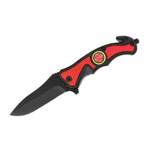 MSK040 - Red & Black Firefighter Emblem Folding Knife Folding Knife The MST Default Title