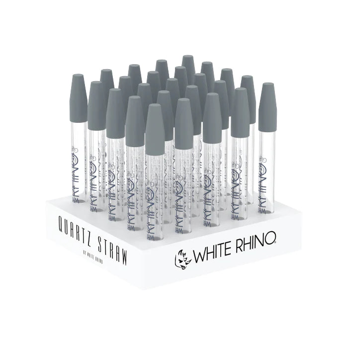 WHITE RHINO | Glass Dab Straw with silicone cap  - 25ct