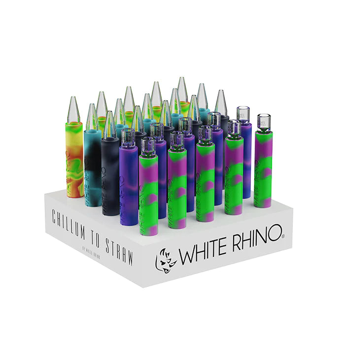 WHITE RHINO | Flip Chillum To Straw - Assorted -Pyrex Tip - 25ct