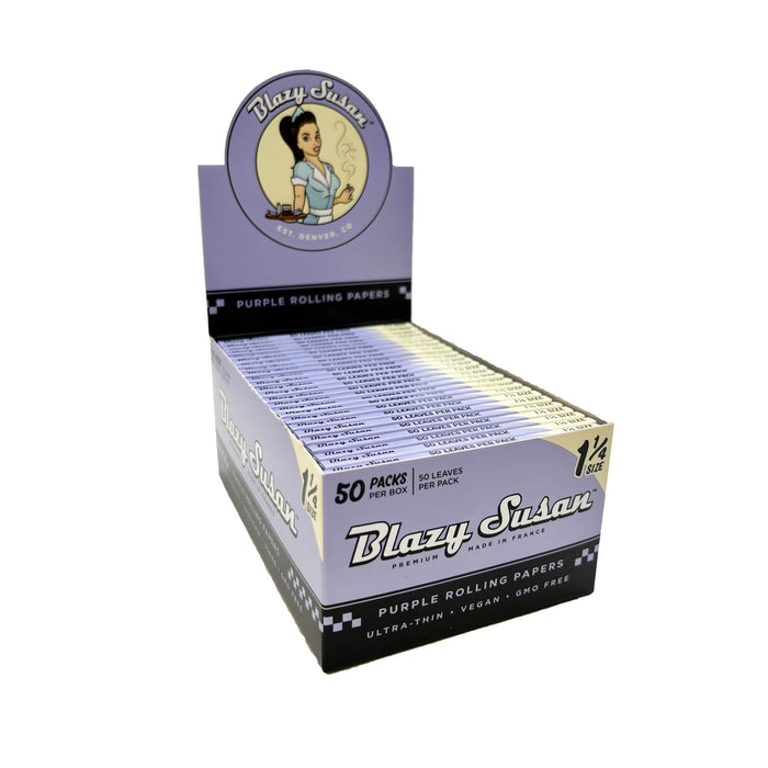 Blazy Susan | Purple 1-1/4 Rolling paper box of 50