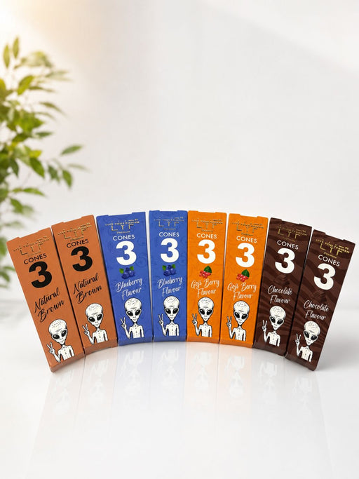 LYF Platinum | Pre Roll King Size Cones Variety Bundle, 8 Packs, Natural Brown, Blueberry, Goji Berry & Chocolate, 3 Cones per Pack, 24 Total Pre-rolled Cone (Display Pack) LYF Live Your Freedom Default Title