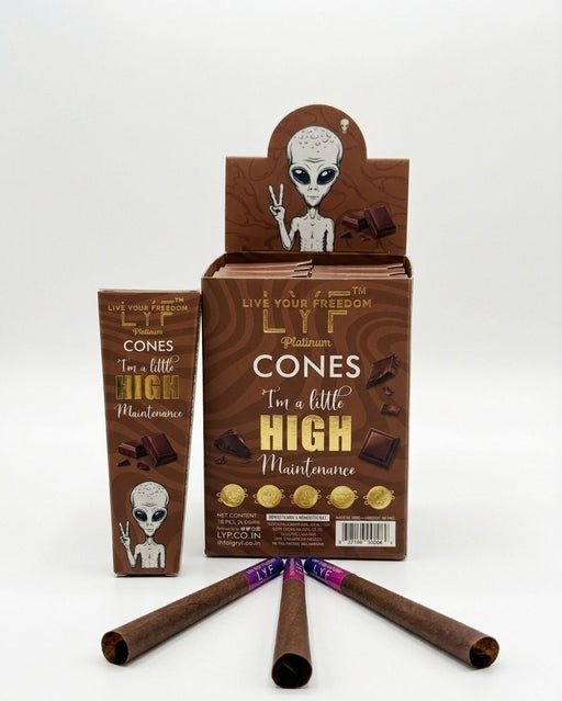 LYF Platinum | Chocolate Flavour King Size Cones, 110mm, Pack of 30, Natural, Vegan, 100% Plant Fiber Material Pre-rolled Cone (Display Pack) LYF Live Your Freedom Default Title