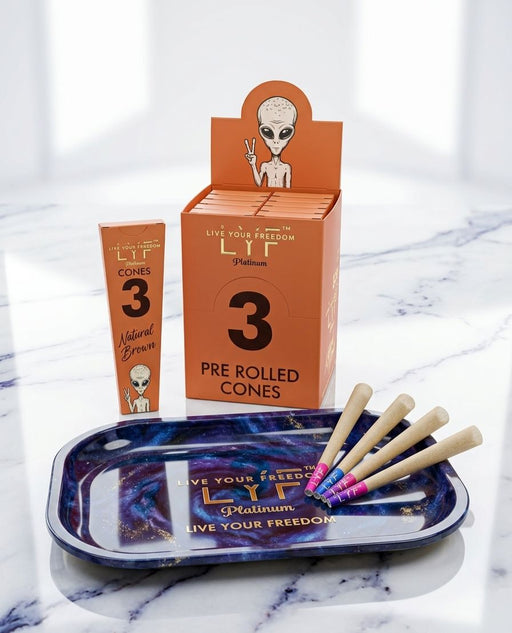 LYF Platinum | Natural Unrefined Pre Roll King Size Cones 110mm, Pack of 30, Vegan, 100% Plant Fiber Material, Chlorine & Chemical Free Pre-rolled Cone (Display Pack) LYF Live Your Freedom