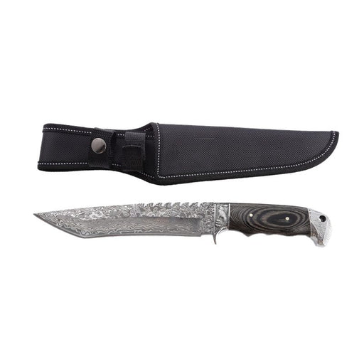 Xtreme | 12″ Damascus-Style Hunting Knife – Fixed Blade with Wood & Steel Handle (XTR-HKN090) Fixed Blade Knives Canadian Distributor