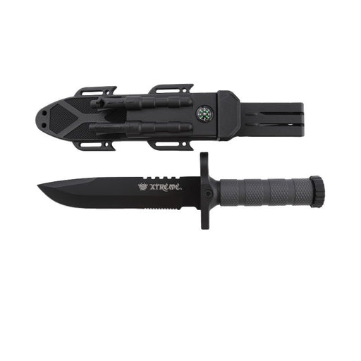 Xtreme | 12.5″ Survival Hunting Knife – Locking Blade with Compass, Fire Starter & ABS Sheath (XTR-HKN096/7) Fixed Blade Knives Canadian Distributor Black