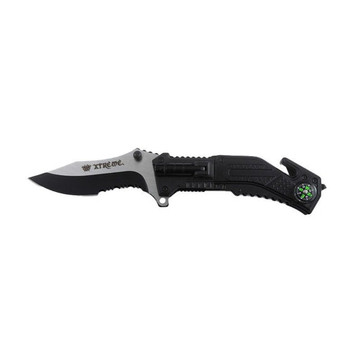 Xtreme | 8.23″ Tactical Pocket Knife – Folding Survival Knife with LED, Compass & Glass Breaker (XTR-HKN105) Folding Knives Canadian Distributor