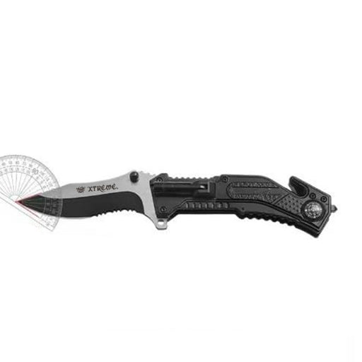 Xtreme | 8.23″ Tactical Pocket Knife – Folding Survival Knife with LED, Compass & Glass Breaker (XTR-HKN105) Folding Knives Canadian Distributor