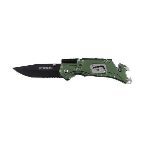 Xtreme | 8.15″ Pocket Knife – 9CR18 Stainless Steel Folding Blade with Flashlight & Rescue Tools (XTR-HKN108) Folding Knives Canadian Distributor