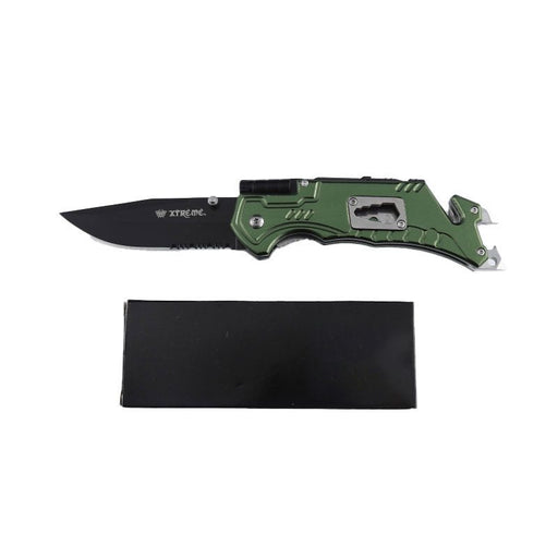 Xtreme | 8.15″ Pocket Knife – 9CR18 Stainless Steel Folding Blade with Flashlight & Rescue Tools (XTR-HKN108) Folding Knives Canadian Distributor