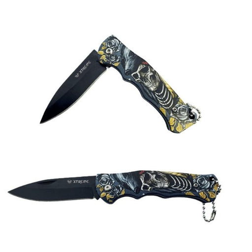 Xtreme | 6.30″ Pocket Knife – Folding Drop Point Blade with Skull Design (XTR-HKN109/110/111) Folding Knives Canadian Distributor