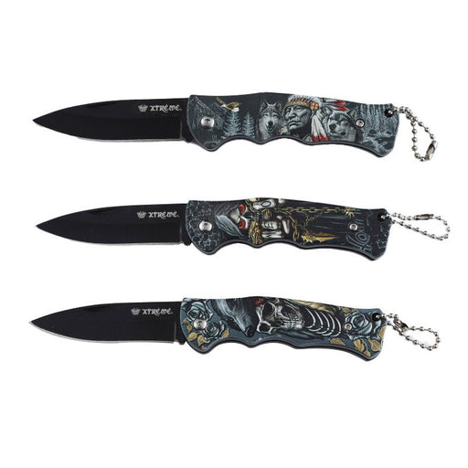 Xtreme | 6.30″ Pocket Knife – Folding Drop Point Blade with Skull Design (XTR-HKN109/110/111) Folding Knives Canadian Distributor