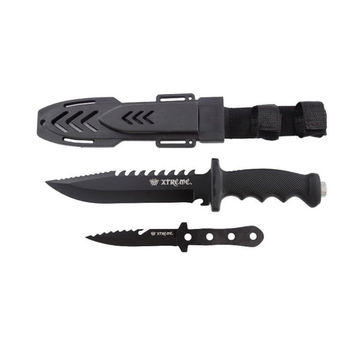 Xtreme | 12″ Survival Hunting Knife Set – Fixed Drop Point Blade with Throwing Knife & Tactical Sheath (XTR-HKN117) Fixed Blade Knives Canadian Distributor
