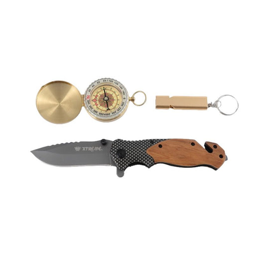 Xtreme | 8.07″ Pocket Knife Gift Set – Multifunctional Folding Knife with Compass & Whistle (XTR-HKN133) Folding Knives Canadian Distributor