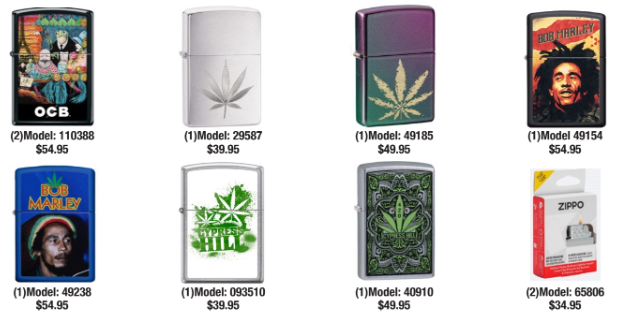 Zippo Cannabis Assortment 24 lighters Pre-pack