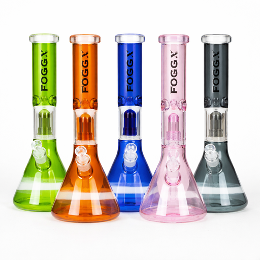 FOGGX | 14" Colored Glass Water Pipe with Percolator [FTLL09] Glass Bong LEHIGH WHOLESALE