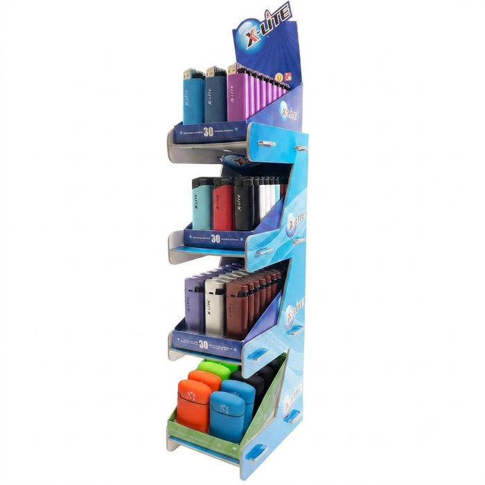 X-lite | 4-Tier Lighter Display Stand [XLC-600-DIS] – Holds 102 Assorted Lighters