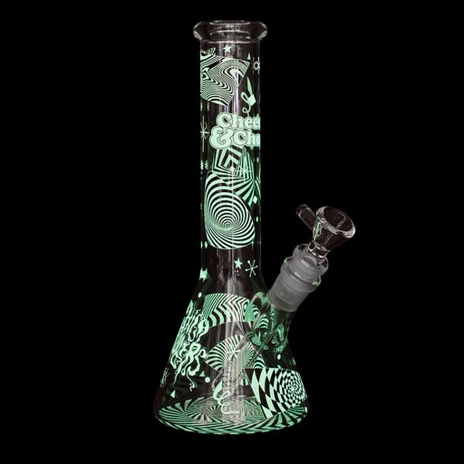 Cheech & Chong® Glass | 10" Optical Illusion Glow-in-the-Dark Water Pipe [CC172] Glass Bong Smoking Cat Distribution