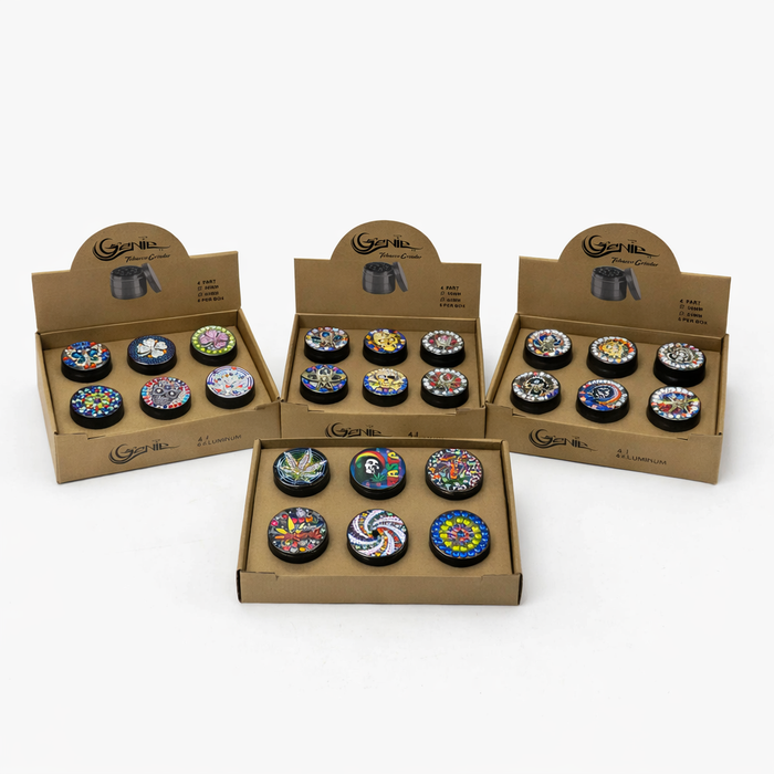 Genie | 4-Part 63mm 3D Decorative Grinder with rhinestones – Box of 6 [GR63]