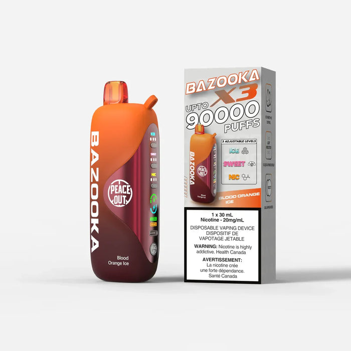 Peace Out | Bazooka X3 – Disposable Vape (Box of 5) Ontario Excise Tax Vape Daddy Blood Orange Ice