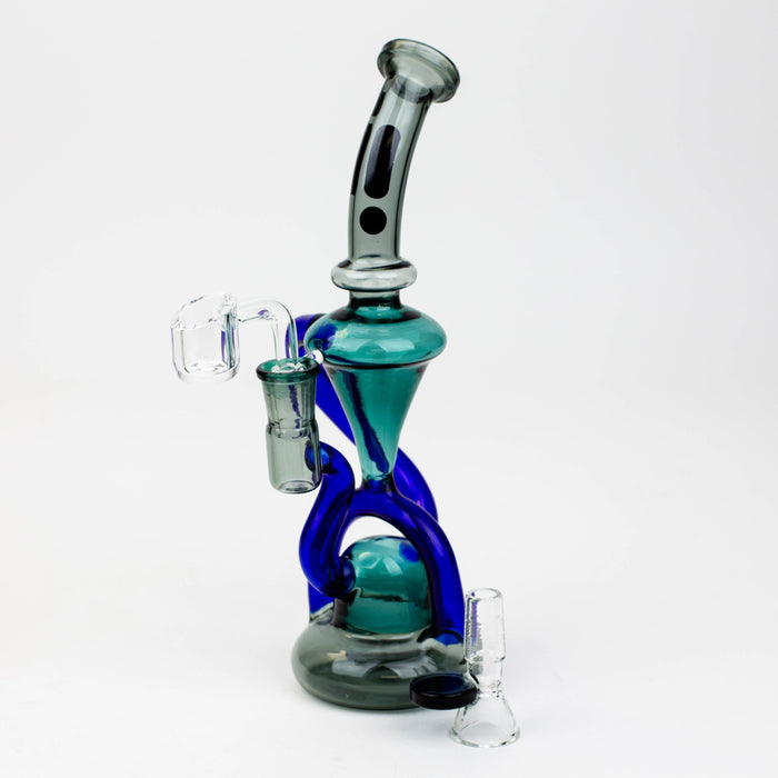 Infyniti | 10" Glass 2-in-1 recycler ( GP1933 ) Glass Bong ONE Black-Teal