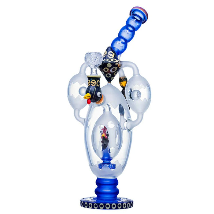 Cheech Glass | 14.5" Rooster in a Bubble Deluxe Bong [CHE 312 / CHE 313] Glass Bong Smoking Cat Distribution Blue [CHE 312]