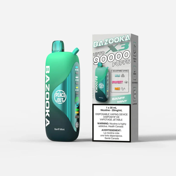Peace Out | Bazooka X3 – Disposable Vape (Box of 5) Ontario Excise Tax Vape Daddy Banff Mint