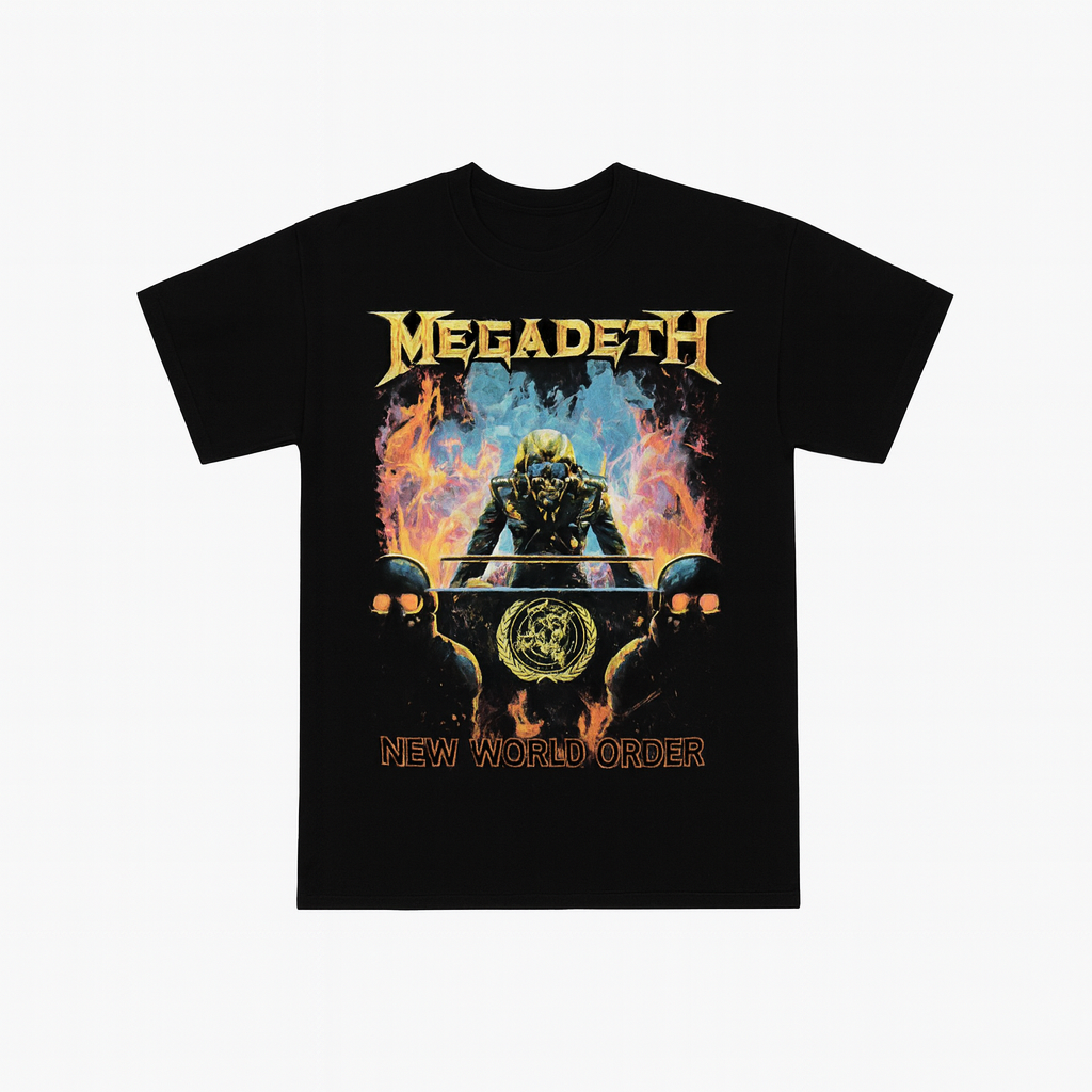 MEGADETH NEW WORLD ORDER Tシャツ85→80 Megadeth | “New World Order” Short Sleeve Unisex Black T-Shirt