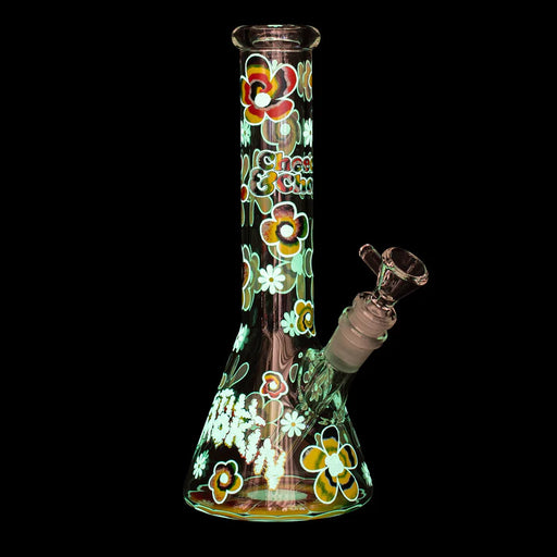 Cheech & Chong® Glass | 10" Tie Dye Glow-in-the-Dark Water Pipe [CC170] Glass Bong Smoking Cat Distribution