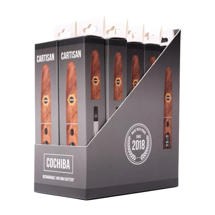 SC Cartisan Cigar Shaped Cochiba 510 Battery Vaporizer 10 count Display
