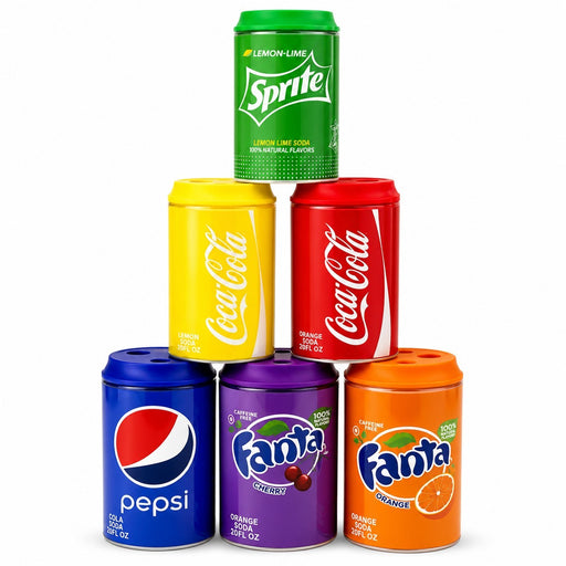 Soda Can Glass Bong Assorted Design-6 Pcs/Display Glass Bong Super Supplys Inc