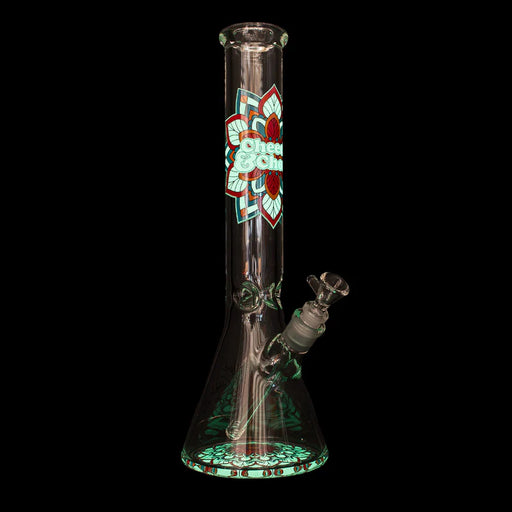 Cheech & Chong® Glass | 15" 7mm Thick Mandala Glow-in-the-Dark Water Pipe [CC173] Glass Bong Smoking Cat Distribution