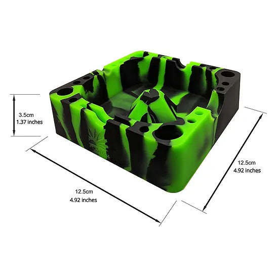 [10 Pack Bundle] Herbhuggers | Premium Silicone Ashtray Featuring Center Tap Ash and Glassware Clearer with Accessory Organizing Slot Holders Bundle ONE