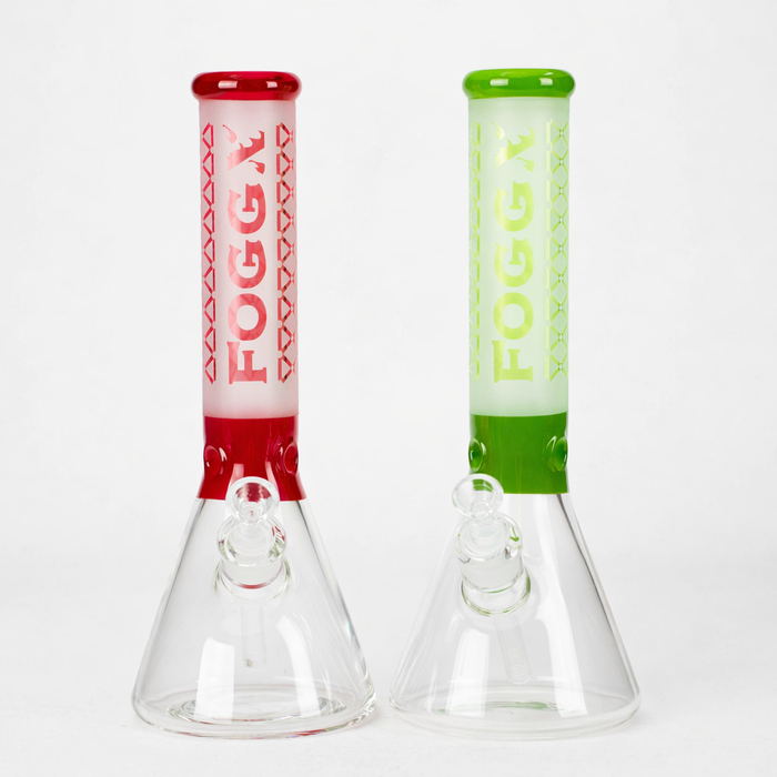 FOGGX | 14" Sandblasted Beaker Glass Water Pipe – 7mm Thick [FT321] Glass Bong LEHIGH WHOLESALE