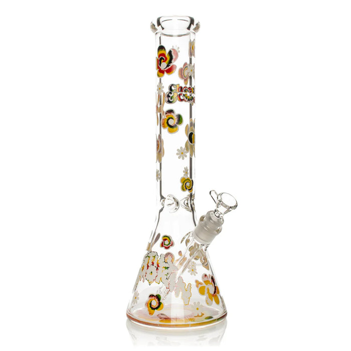 Cheech & Chong® Glass | 15" 7mm Thick Tie Dye Glow-in-the-Dark Water Pipe [CC169]