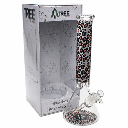 Tree Glass | 15" 7mm Beaker Leopard Pattern Glass Bong Glass Bong Maq Distributors