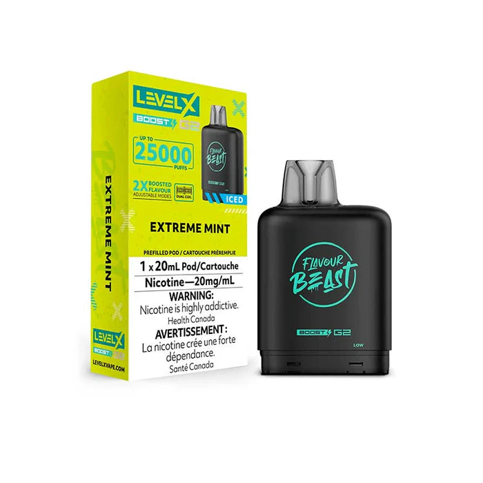 [ON] FLAVOUR BEAST | Level X Boost G2 25000 Pod Box of 6 Ontario Excise Tax ONE Extreme Mint Iced