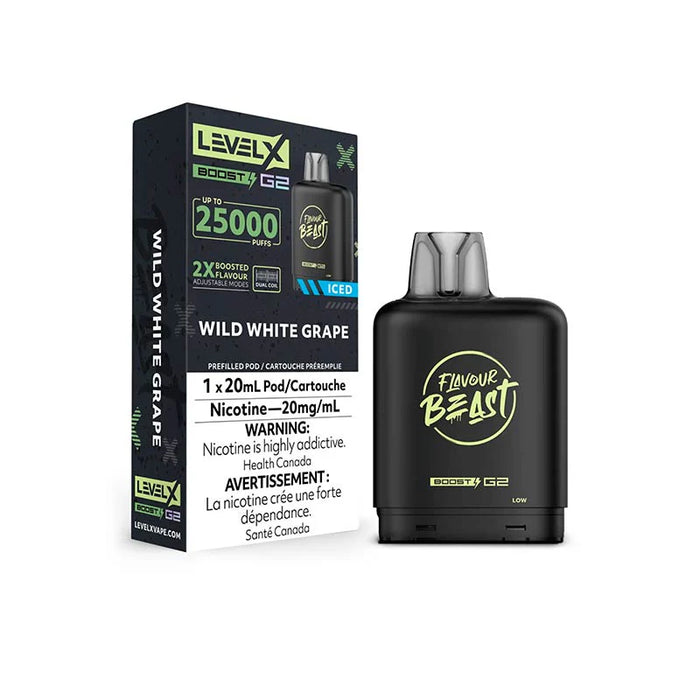 [ON] FLAVOUR BEAST | Level X Boost G2 25000 Pod Box of 6 Ontario Excise Tax ONE Wild White Grape Iced
