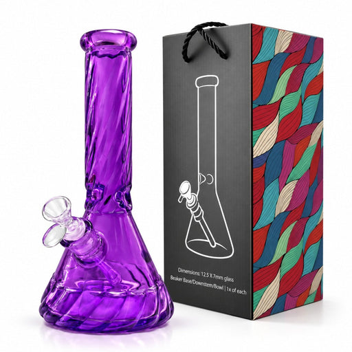 12.5" Diamond Cut Textured Beaker Bong – 7mm Glass Glass Bong Super Supplys Inc