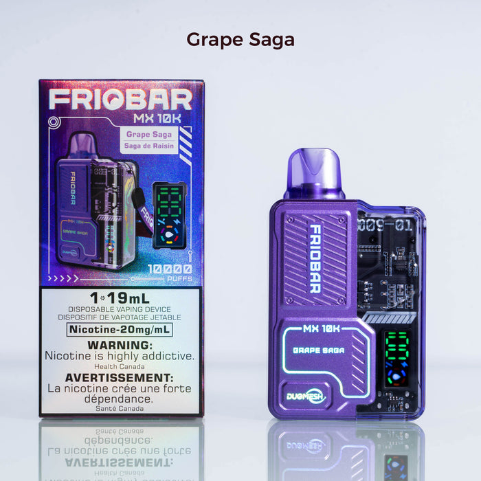 FRIOBAR | MX 10K Rechargeable Disposable Vape Box of 5 Disposable Vape Canadian National Distributors Grape Saga