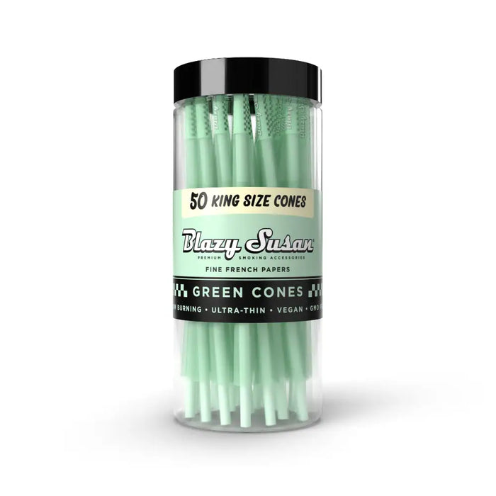Blazy Susan | Green Cones Jar – (50 Count) Pre-rolled Cone (Bulk / Tower) Smoking Cat Distribution King