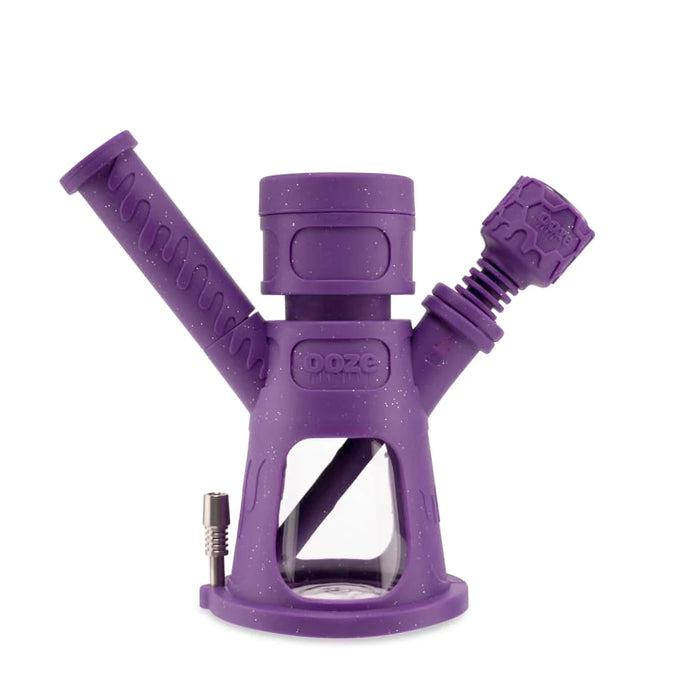 Ooze | Hyborg Silicone Glass 4-In-1 Hybrid Water Pipe And Dab Straw Bongs Cannatron Shimmer Purple